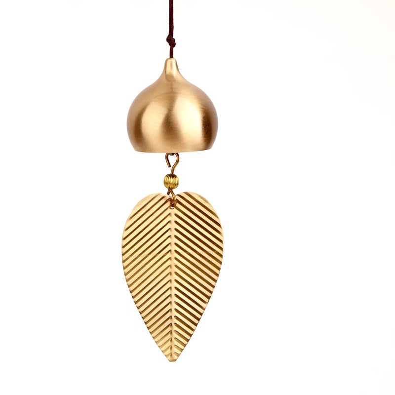 Afiaiwei Gold Leaf Hanging Bell Good Luck Bell Wind Chime Home Window Decoration Bell for Wealth and Safe Pendant Chinese Feng Shui Bell - Image 1